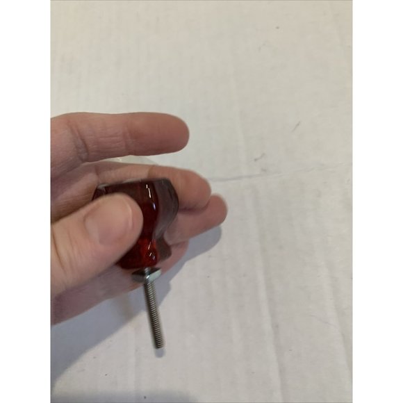 Candy Red Glass Drawer Pulls Cabinet Knobs Vintage Style 1 1/4" SET OF 6 - Picture 5 of 8